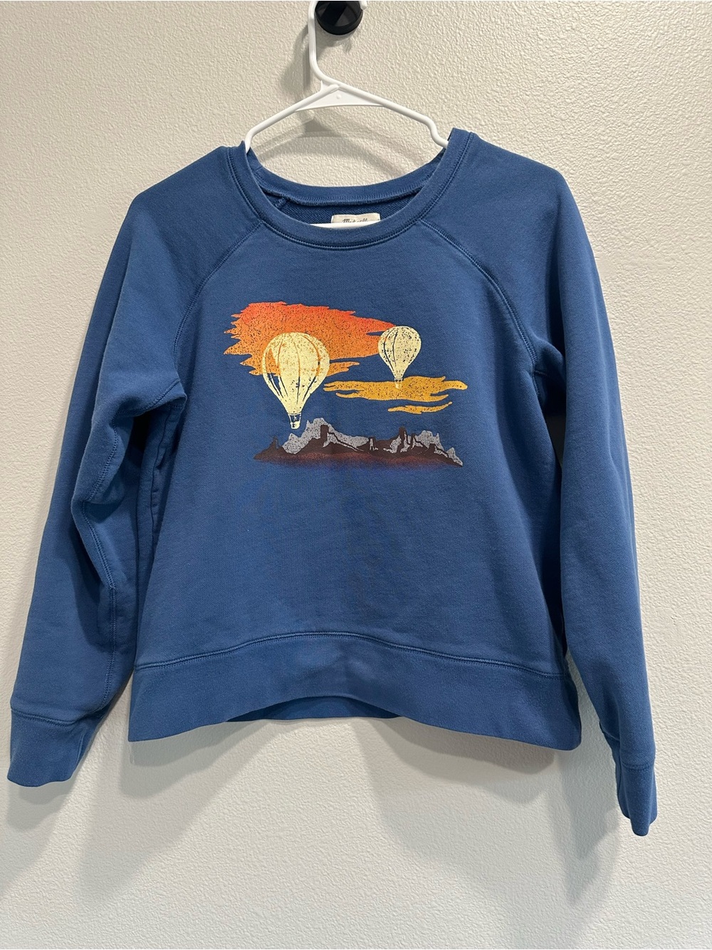 Madewell Blue Women's Hot Air Balloon Graphic Crewneck Sweatshirt